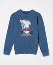 Super Combed Cotton Rich Graphic Printed Sweatshirt - Light Denim Melange-1
