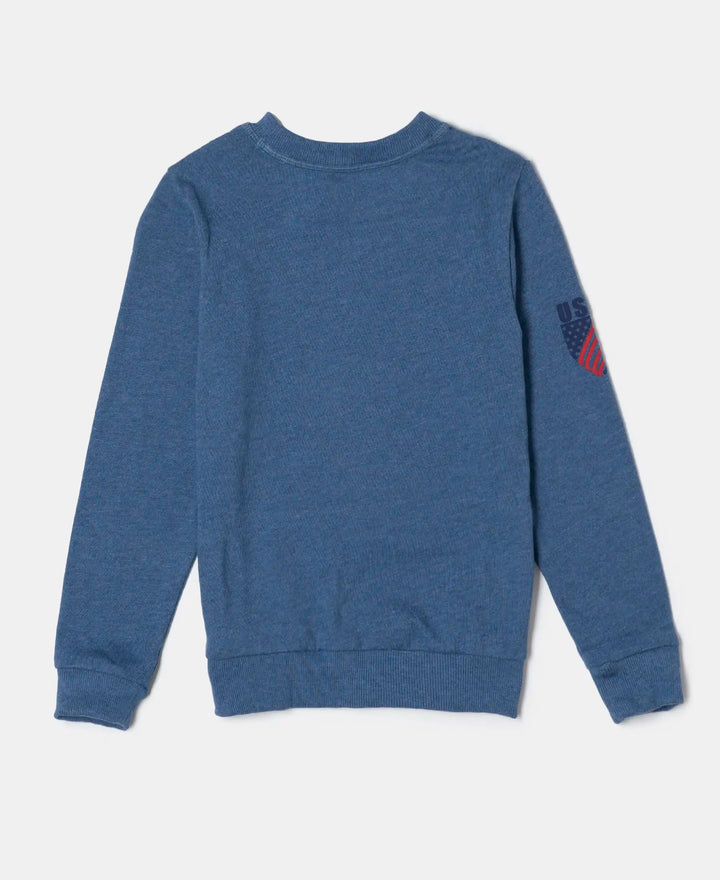 Super Combed Cotton Rich Graphic Printed Sweatshirt - Light Denim Melange-2