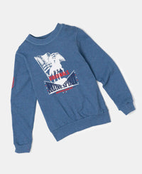 Super Combed Cotton Rich Graphic Printed Sweatshirt - Light Denim Melange-5
