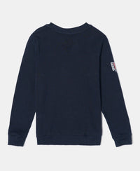 Super Combed Cotton Rich Graphic Printed Sweatshirt - Navy-2