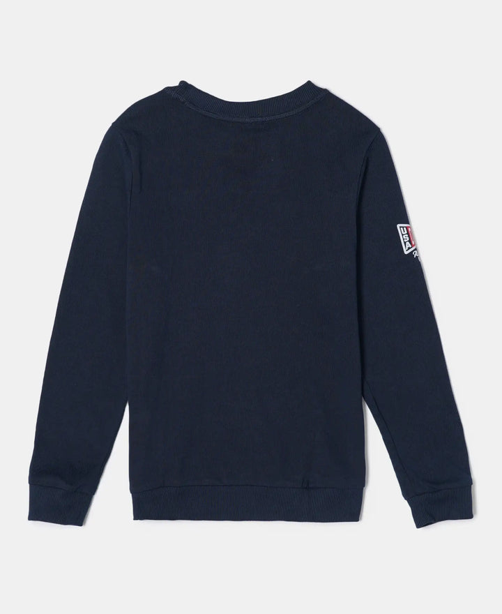 Super Combed Cotton Rich Graphic Printed Sweatshirt - Navy-2