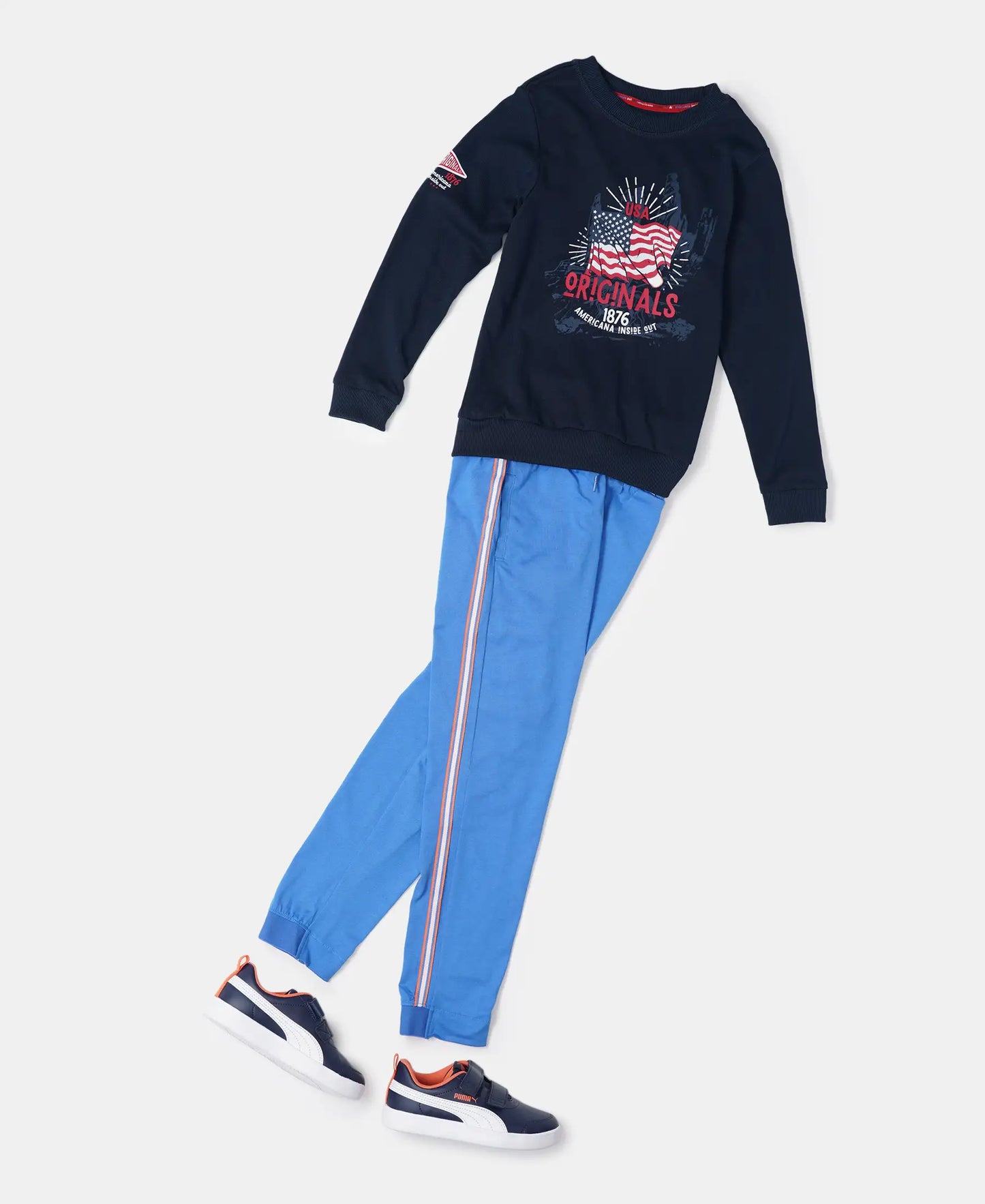 Super Combed Cotton Rich Graphic Printed Sweatshirt - Navy-4