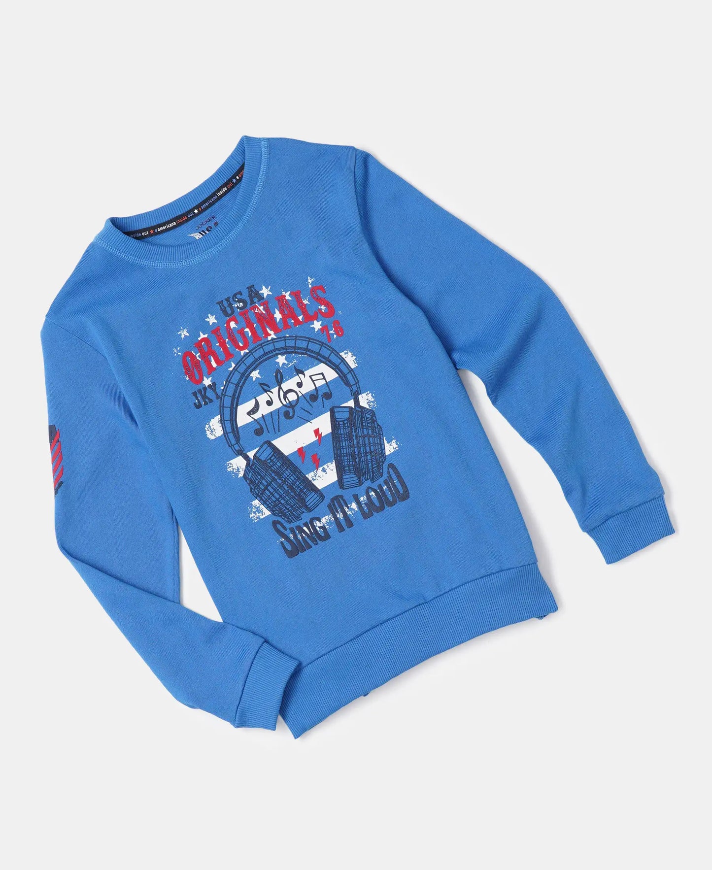 Super Combed Cotton Rich Graphic Printed Sweatshirt - Palace Blue-5