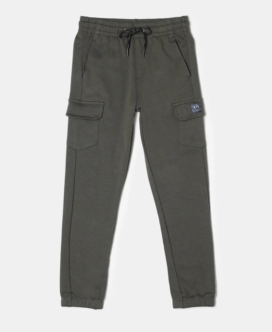 Super Combed Cotton Rich Cargo Pants with Cuffed Hem - Deep Olive-1