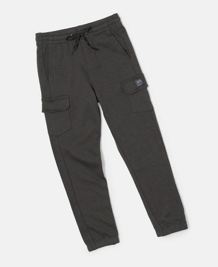 Super Combed Cotton Rich Cargo Pants with Cuffed Hem - Deep Olive-5