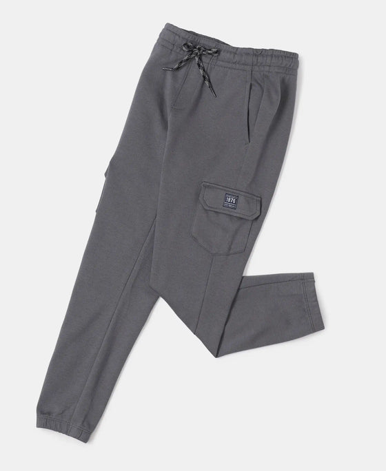 Super Combed Cotton Rich Cargo Pants with Cuffed Hem - Gunmetal-5