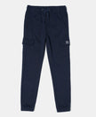 Super Combed Cotton Rich Cargo Pants with Cuffed Hem - Navy-1