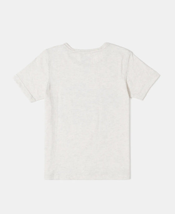 Super Combed Cotton Graphic Printed Short Sleeve T-Shirt - Cream Melange-2