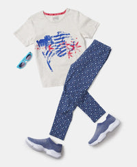 Super Combed Cotton Graphic Printed Short Sleeve T-Shirt - Cream Melange-4
