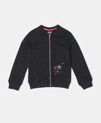 Super Combed Cotton Embroidery Design Jacket - Black Melange-1