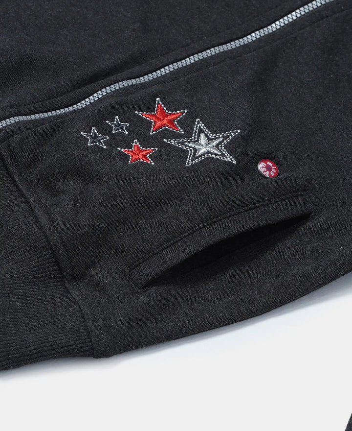 Super Combed Cotton Embroidery Design Jacket - Black Melange-3