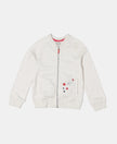 Super Combed Cotton Embroidery Design Jacket - Cream Melange-1