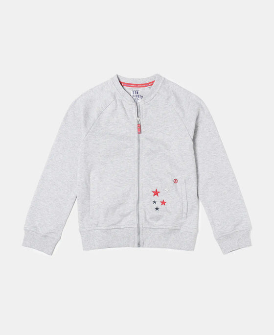 Super Combed Cotton Embroidery Design Jacket - Light Grey Melange-1