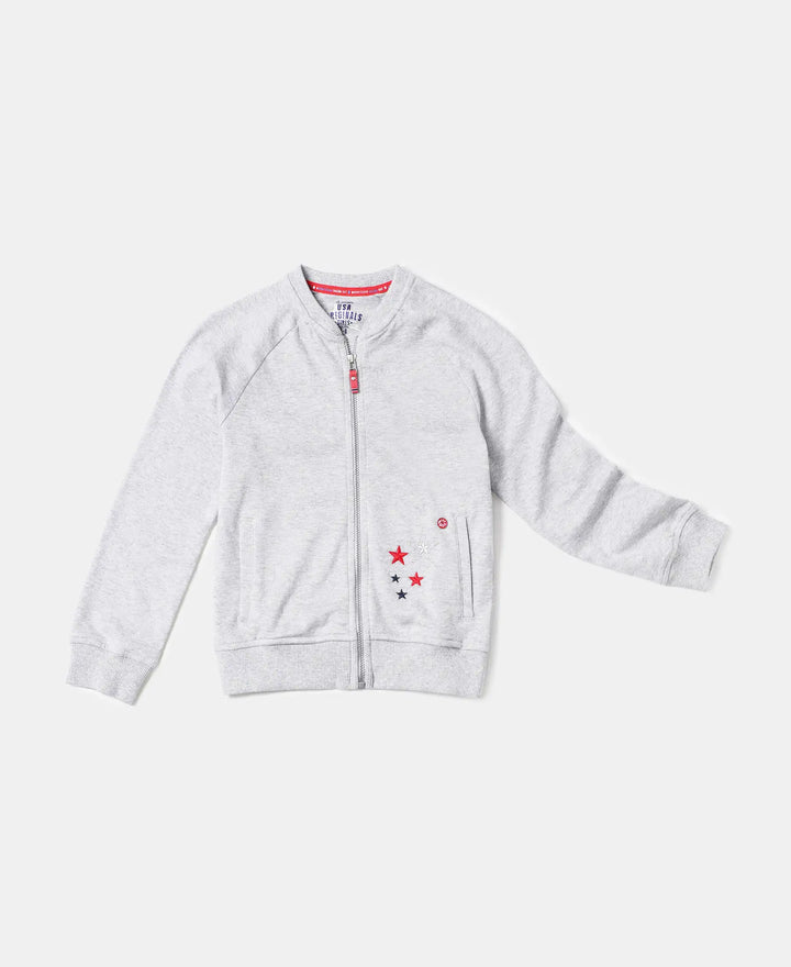 Super Combed Cotton Embroidery Design Jacket - Light Grey Melange-6