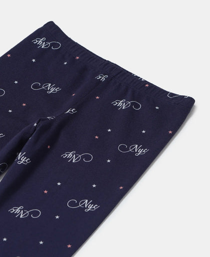 Super Combed Cotton Elastane Leggings - Navy Blazer Printed-3