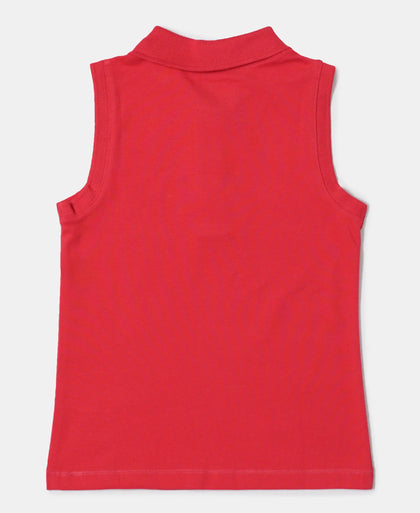 Super Combed Cotton Elastane Polo Neck Graphic Printed Tank Top - Hibiscus-2