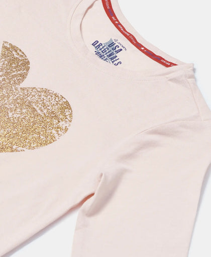 Super Combed Cotton Graphic Printed Full Sleeve T-Shirt - Ballet Pink-3