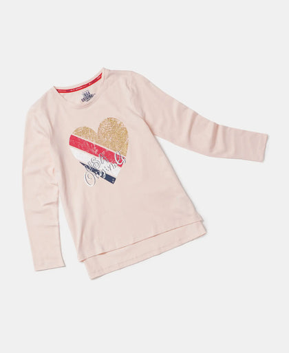 Super Combed Cotton Graphic Printed Full Sleeve T-Shirt - Ballet Pink-5