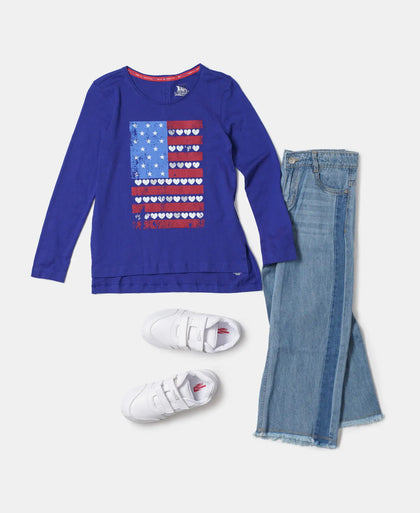 Super Combed Cotton Graphic Printed Full Sleeve T-Shirt - Indigo Crush-5