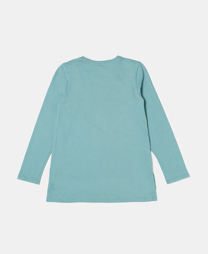 Super Combed Cotton Graphic Printed Full Sleeve T-Shirt - Oil Blue-2