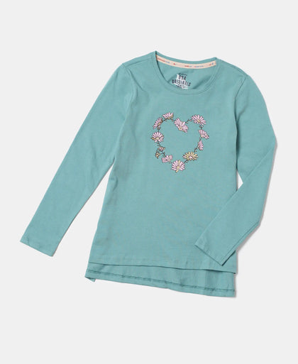 Super Combed Cotton Graphic Printed Full Sleeve T-Shirt - Oil Blue-5