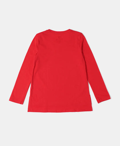 Super Combed Cotton Graphic Printed Full Sleeve T-Shirt - Rio Red-2