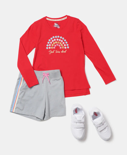 Super Combed Cotton Graphic Printed Full Sleeve T-Shirt - Rio Red-4