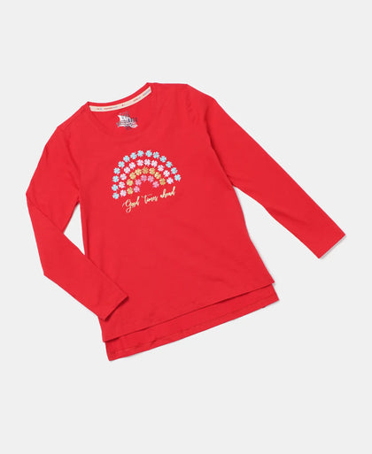 Super Combed Cotton Graphic Printed Full Sleeve T-Shirt - Rio Red-5