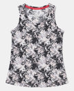 Super Combed Cotton Printed Tank Top - Black Printed-1