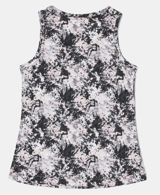 Super Combed Cotton Printed Tank Top - Black Printed-2