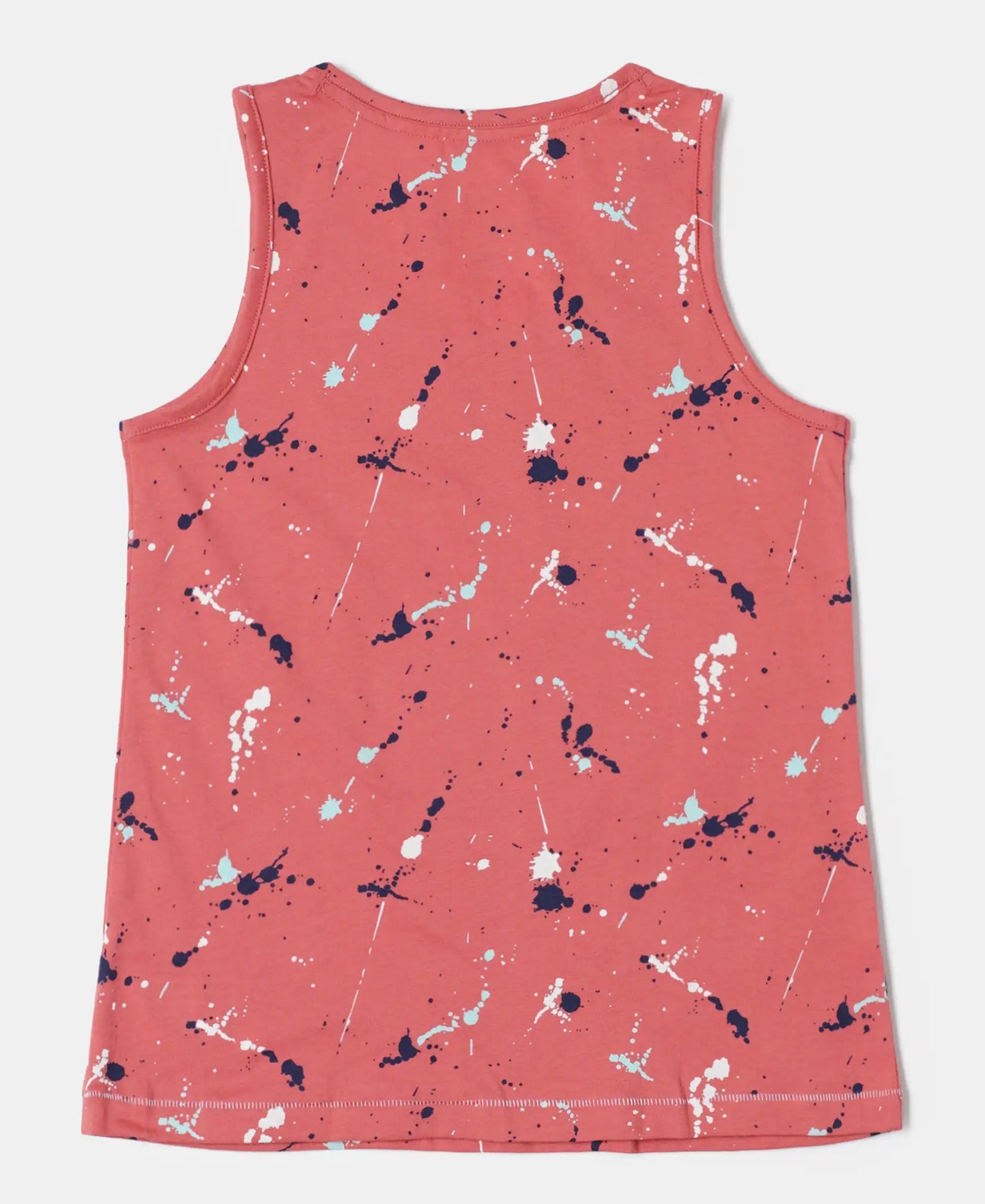 Super Combed Cotton Printed Tank Top - Faded Rose-2