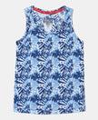 Super Combed Cotton Printed Tank Top - Imperial Blue Printed-1