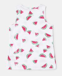 Super Combed Cotton Printed Tank Top - White Printed-2