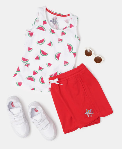 Super Combed Cotton Printed Tank Top - White Printed-4