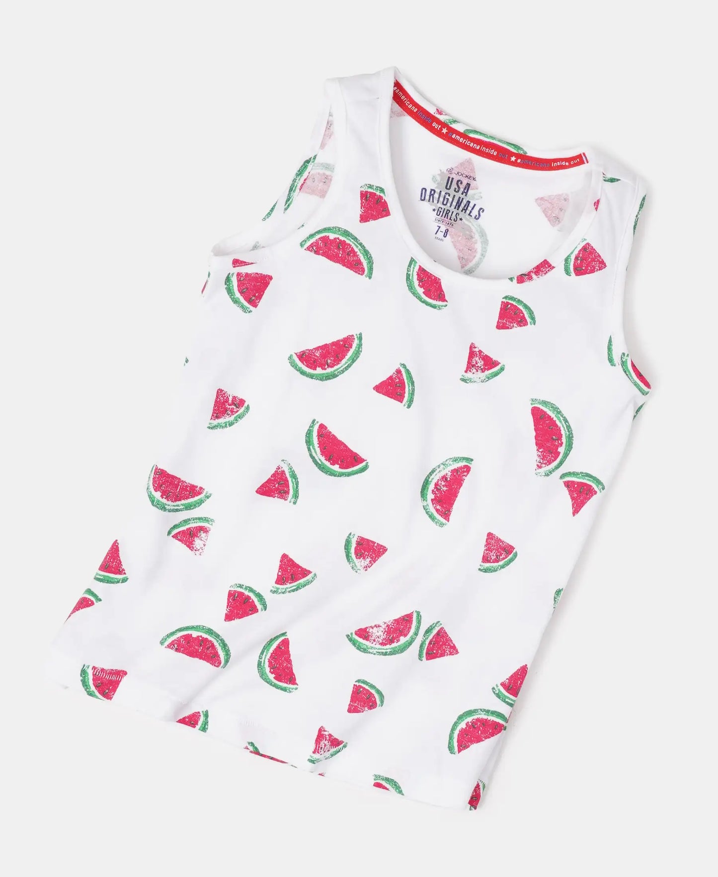 Super Combed Cotton Printed Tank Top - White Printed-5