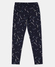 Super Combed Cotton Elastane French Terry Printed Jeggings - Navy Blazer Printed-1