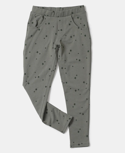 Super Combed Cotton Elastane French Terry Printed Jeggings - Sea Spray Printed-5