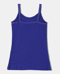 Super Combed Cotton Rib Fabric Graphic Printed Camisole with Lace Detailing - Indigo Crush-2