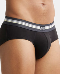 Super Combed Cotton Elastane Stretch Printed Brief with Ultrasoft Waistband - Black print (Pack of 2)