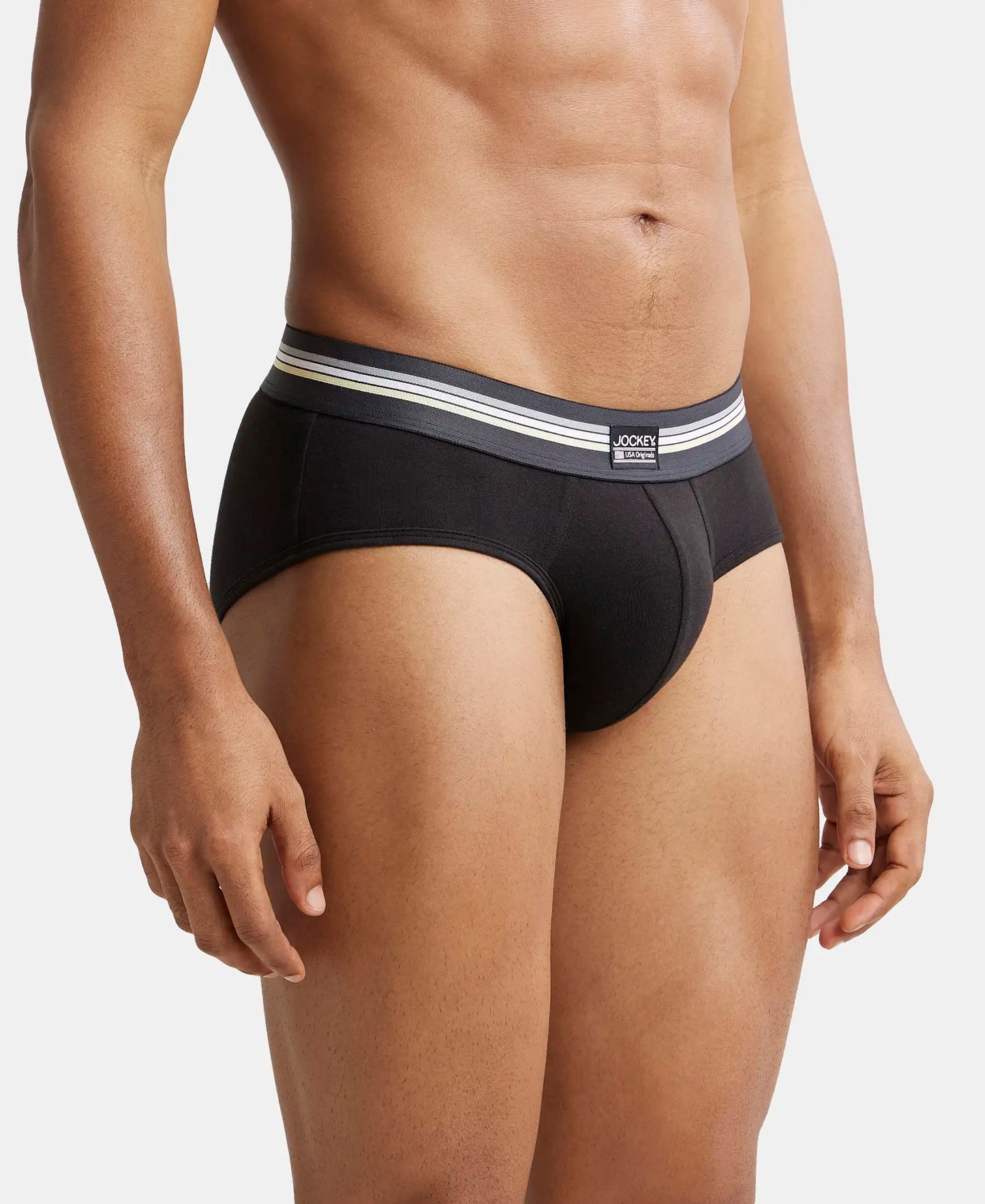 Super Combed Cotton Elastane Printed Brief with Ultrasoft Waistband - Black print-5