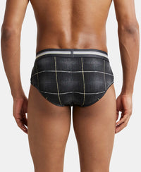 Super Combed Cotton Elastane Printed Brief with Ultrasoft Waistband - Black print-6