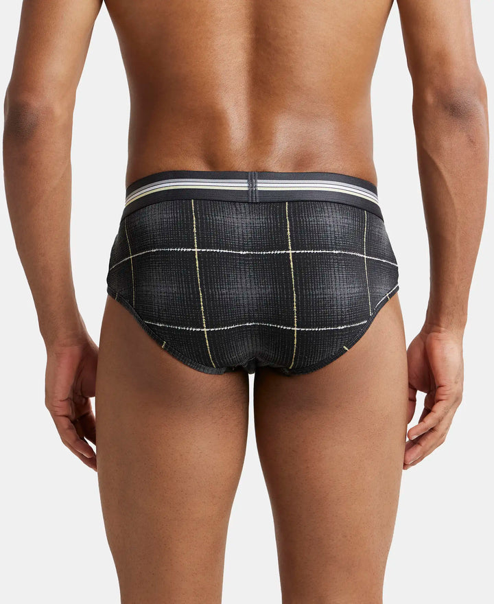 Super Combed Cotton Elastane Printed Brief with Ultrasoft Waistband - Black print-6