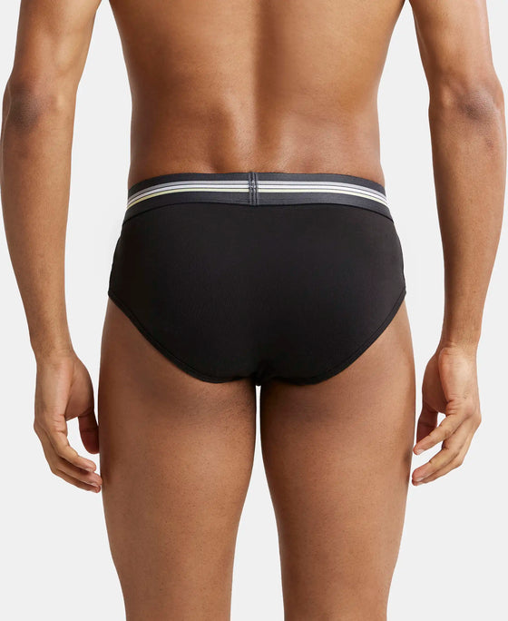 Super Combed Cotton Elastane Printed Brief with Ultrasoft Waistband - Black print-7