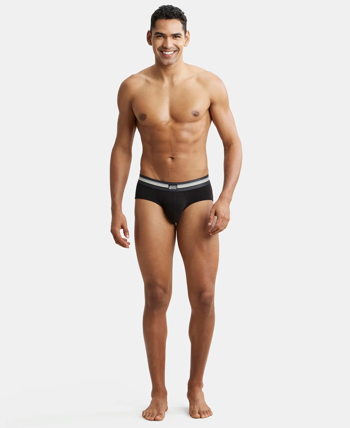 Super Combed Cotton Elastane Printed Brief with Ultrasoft Waistband - Black print-9