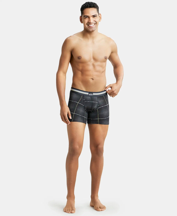 Super Combed Cotton Elastane Printed Trunk with Ultrasoft Waistband - Black print-12