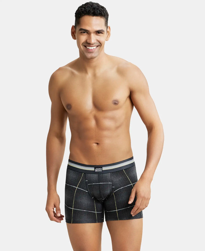 Super Combed Cotton Elastane Printed Trunk with Ultrasoft Waistband - Black print-14
