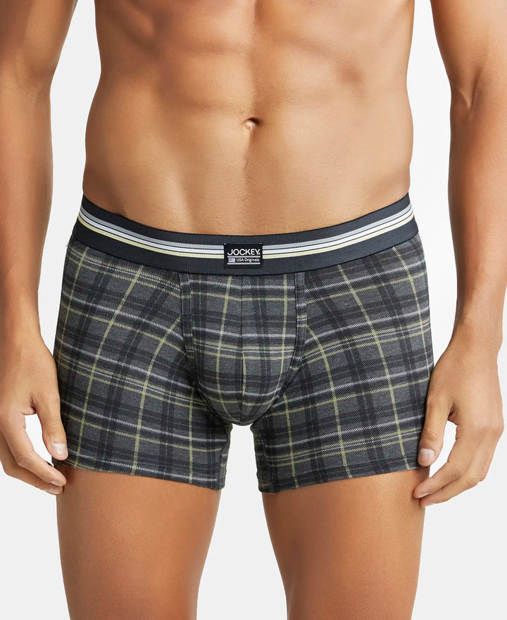 Super Combed Cotton Elastane Printed Trunk with Ultrasoft Waistband - Charcoal Melange Print-2