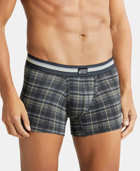 Super Combed Cotton Elastane Printed Trunk with Ultrasoft Waistband - Charcoal Melange Print-3