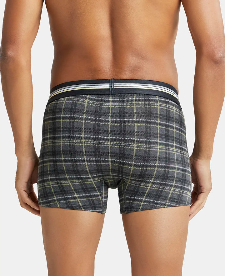 Super Combed Cotton Elastane Printed Trunk with Ultrasoft Waistband - Charcoal Melange Print-4