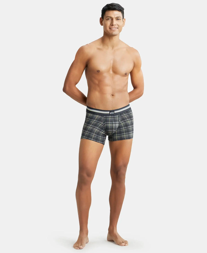 Super Combed Cotton Elastane Printed Trunk with Ultrasoft Waistband - Charcoal Melange Print-5